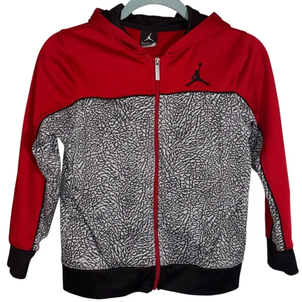 Jordan Zip Front Hoodie Therma Fit Limited Elephant Print Long Sleeve Boys 10-12